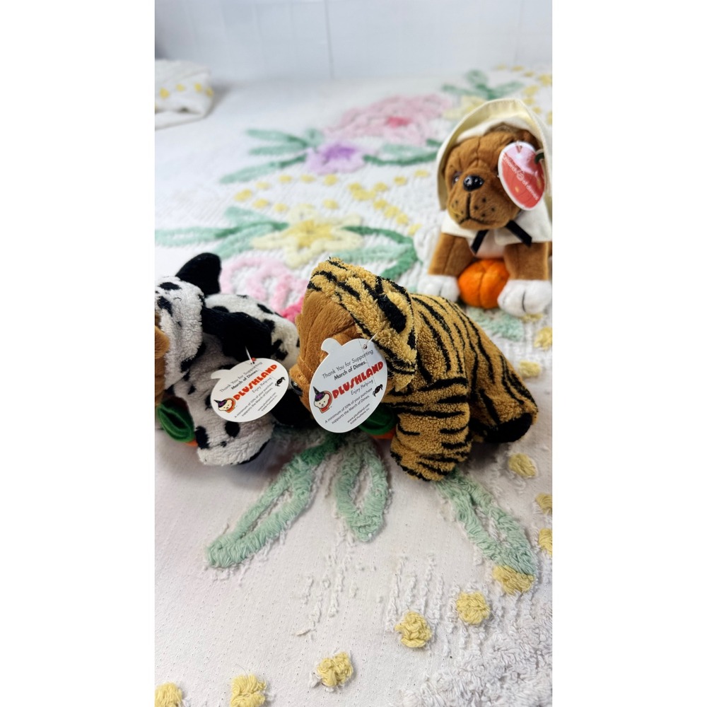 March of Dimes vtg Halloween Shar-Pei Plush Dog Set Dalmatian Giraffe Ghost Tige - Picture 13 of 13